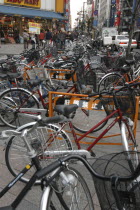 Outside Shinjuku station  bicycles clutter the pavementbikes Asia Asian Japanese Nihon Nippon