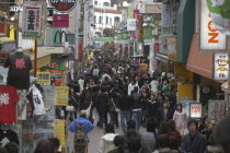 Takeshita-dori   main teen shopping street of Tokyo  crowds of young shoppersAsia Asian Japanese Nihon Nippon Immature Teenager