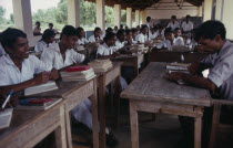 Teacher and pupils in classroom of rural school.Asia Asian Kids Learning Lessons Llankai Sri Lankan Teaching