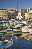 Boats moored in the old port harbour.