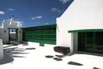 La Casa Museo a La Campesino or the Farmhouse Museum.  Green painted entrance gate and wall of complex from inside looking outwards.Espainia Espana Espanha Espanya European Hispanic Southern Europe S...