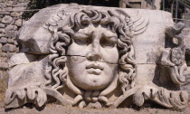 Temple of Apollo.  Carved head of Medusa.European History Middle East Turkish Turkiye Western Asia European History Middle East Turkish Turkiye Western Asia