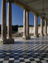 Versailles. The Grand Trianon with open interior court lined with columns.