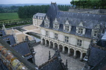 View looking down on courtyard of the Chateau.