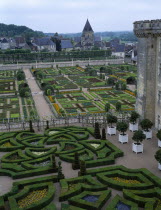 View over the formal gardens from the Chateau.