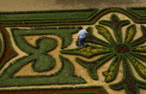 Chateau Moat Garden with gardener