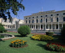Corfu town  Palace at the Esplanade with garden in front