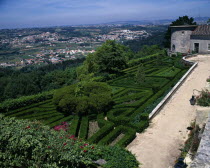 Pena Palace view from over surrounding country side gardens in foreground