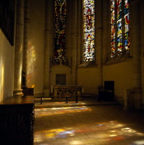 Blois Chateau. The Chapel with reflections through stained glass windows