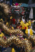 Dragon dance at the end of Chinese New Year in ChinatownAsian Prathet Thai Raja Anachakra Thai Religion Siam Southeast Asia Religious Siamese