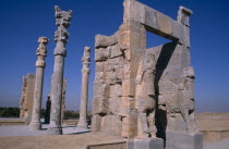 Fifth century BC Archaemenid palace complex.  Gate of all Nations.  The name Persepolis is Greek meaning City of the Persians.