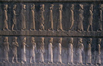 Fifth century BC Archaemenid palace complex.  Detail of relief carving on the eastern section of the Apadana stairway depicting diginitaries of the realm paying tribute.