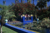 The Jardin Majorelle . Ornamental garden with visitors