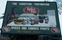 Hoarding advertising Spice Isle spices and candid fruit for Christmas food.