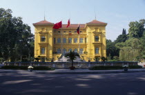 The Presidential Palace yellow painted exterior facade.