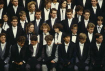 First year students at University College pose for a college photograph in front of the main building