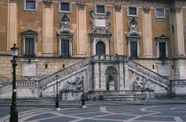 Piazza del Campidoglio.  Part view of exterior of the Palazzo Senatorio or Senators Palace.