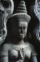 Preah Khan detail of a carved female divinityAsian Cambodian Kampuchea Religion Southeast Asia History Kamphuchea Religious