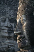 The Bayon.  Detail of huge carved face thought to be that of King Jayarvarman VII.Asian Cambodian History Kampuchea Religion Southeast Asia Kamphuchea Religious