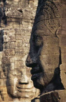 The Bayon.  Detail of huge carved face thought to be that of King Jayarvarman VII.Asian Cambodian History Kampuchea Religion Southeast Asia Kamphuchea Religious