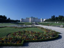 Upper Belveder Palace seen from formal French style gardens