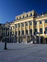 Schonbrunn Palace. Central section of the facade seen in morning light