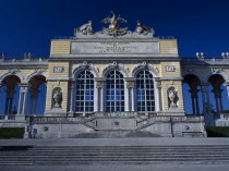 Schonbrunn Palace. Central section of Gloriettes facade and steps