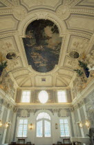 Interior of Kadriorg Palace decorated with stucco work and ceiling paintings.  Baroque Northern palace of Peter the Great  now an art museum.