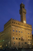 Piazza della Signoria.  Palazzo Vecchio at night.