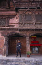 Royal Palace or Hanuman Dhoka. Sentry on guard