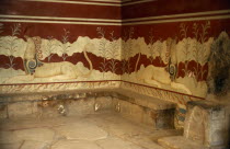 Palace of King Minos at Knossos. Frescoed throne room of Minos.