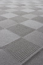 Ryoan-ji  Ukyo-ku.  Zen sand garden made by Zen Buddhist monks at Ryoan - ji temple.  Close cropped detail of chequer-board pattern effect. culturebelievebeliefmeditationcontemplationspiritualspiritualitysquareFar EastAsia Asian Gray Japanese Nihon Nippon Religion Religion Religious Buddhism Buddhists Scenic