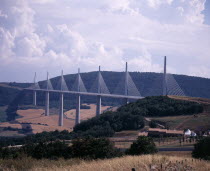 Millau bridge which spans the Tarn River Valley and carries the A75 motorway linking Beziers in the south with Clermont Ferrand in the north.