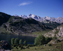 Cornian mountain group also known as the Western Massif.  View from north over Lago Enol