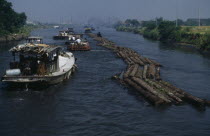 Log rafts on the Grand Canal. Suzhou to WuxiAsia Asian Chinese Chungkuo Jhonggu Zhonggu