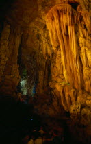 Reed Flute Caves. Rock formations in golden lightGuilingAsia Asian Chinese Chungkuo Jhonggu Zhonggu Holidaymakers Tourism Tourist