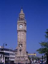 The Albert Memorial Clock Tower in Queen s Square  constructed 1865-1870 as a memorial to Queen Victoria s consort Prince Albert.afternoon time Nineteeth Century 19th C Bal Feirste Eire Irish Northe...