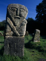 Lough Erne. Boa Island.  Carved stone pagan figure.Bagan Eire European History Irish Northern Europe Religion Republic