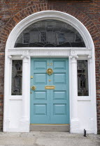 Georgian doorway near Merrion Square with light blue doorIreland Eire Dublin Georgian Architecture Doorways