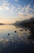 Glencar Lake in Leitrim with Sligos Ben Bulben Mountain behindIreland Eire Landscapes Mountains Loughs Tourism