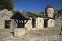 Interior courtyard with tower and wishing wellIreland Eire Architecture Tourism  Castles