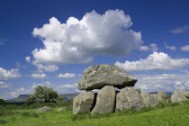 Carrowmore Megalithic Cemetery. A dolmen with Ben Bulben mountain behindIreland Eire Stone Age Archaeology Religion Burial customs