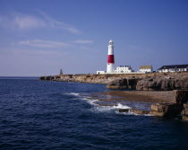 Portland Bill Lighthouse viewed from the north east.European Scenic Great Britain Northern Europe UK United Kingdom
