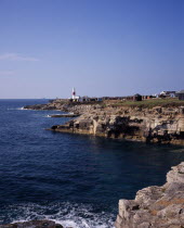 Portland Bill Lighthouse viewed from the north east.European Scenic Great Britain Northern Europe UK United Kingdom