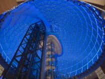 Victoria Square shopping centre decorated for Christmas. View of the glass dome illuminated at night.Beal Feirste Center Cultural Cultures Eire European Irish Northern Europe Order Fellowship Guild C...