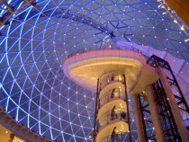 Victoria Square shopping centre decorated for Christmas. View of the glass dome illuminated at night.Beal Feirste Center Cultural Cultures Eire European Irish Northern Europe Order Fellowship Guild C...