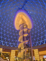 Victoria Square shopping centre decorated for Christmas. View of the glass dome illuminated at night.Beal Feirste Center Cultural Cultures Eire European Irish Northern Europe Order Fellowship Guild C...