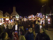 Christmas shoppers at market in Bridge street.European Great Britain Northern Europe UK United Kingdom British Isles Xmas