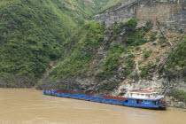 Barge loading coal from a gravity chute in the Wu GorgeAsia Asian Chinese Chungkuo Jhonggu Zhonggu 3 Scenic