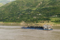Coal barge on the Yangtze River near WushanAsia Asian Chinese Chungkuo Jhonggu Zhonggu Scenic
